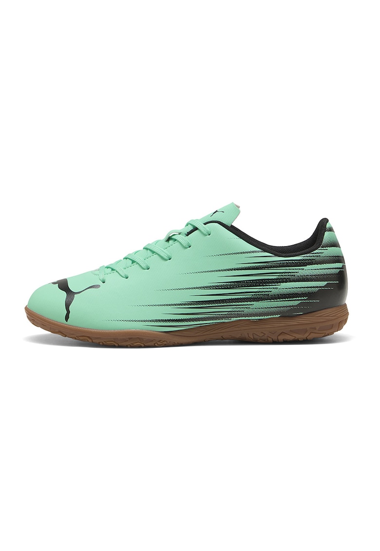 Pantofi din piele ecologica pentru fotbal ASttacanto II - Negru/Verde menta