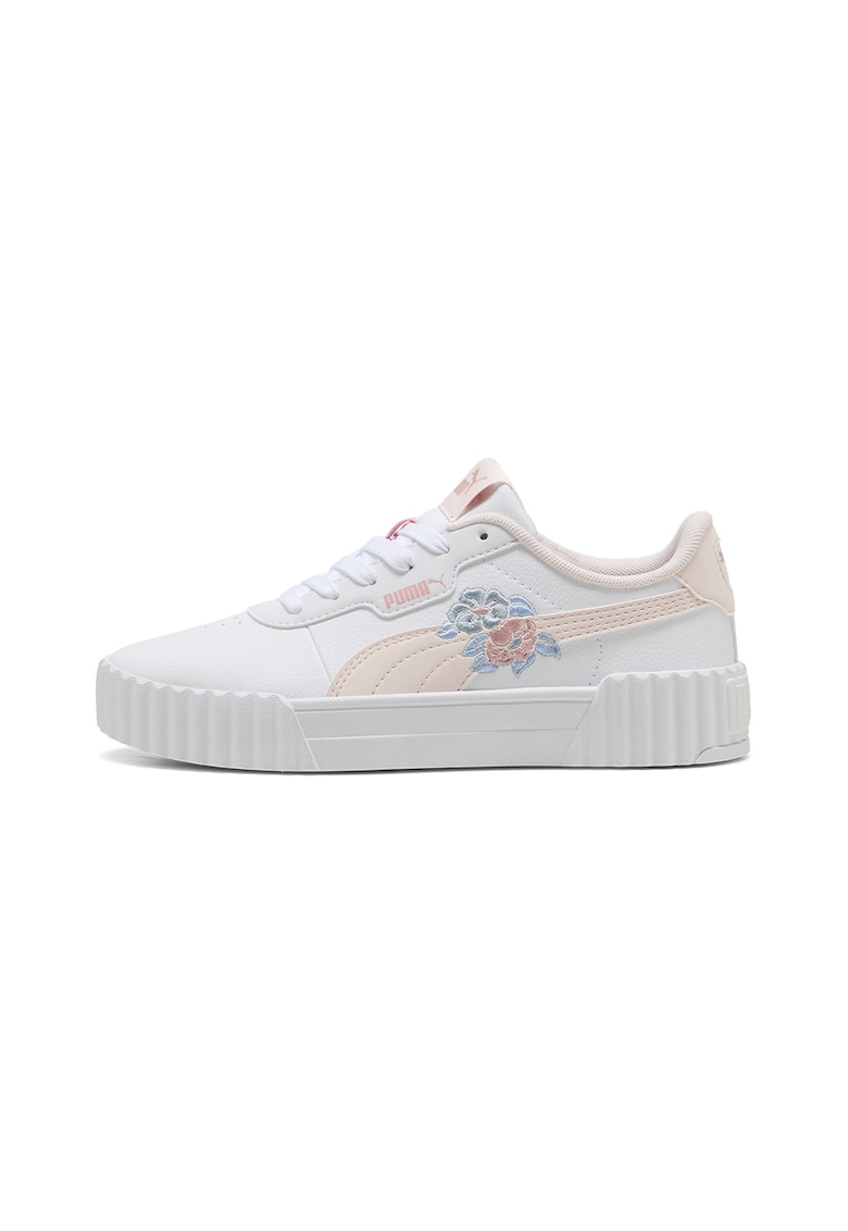 Pantofi sport Carina 3.0 cu broderie florala - Alb/Piersica