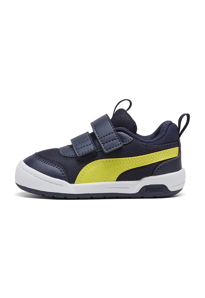 Pantofi sport Multifex 2 din plasa si piele ecologica cu benzi velcro - Albastru ultramarin/Verde fistic