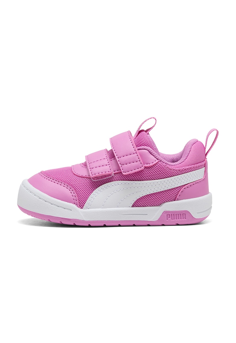 Pantofi sport Multifex 2 din plasa si piele ecologica cu benzi velcro - Alb/Roz orhidee
