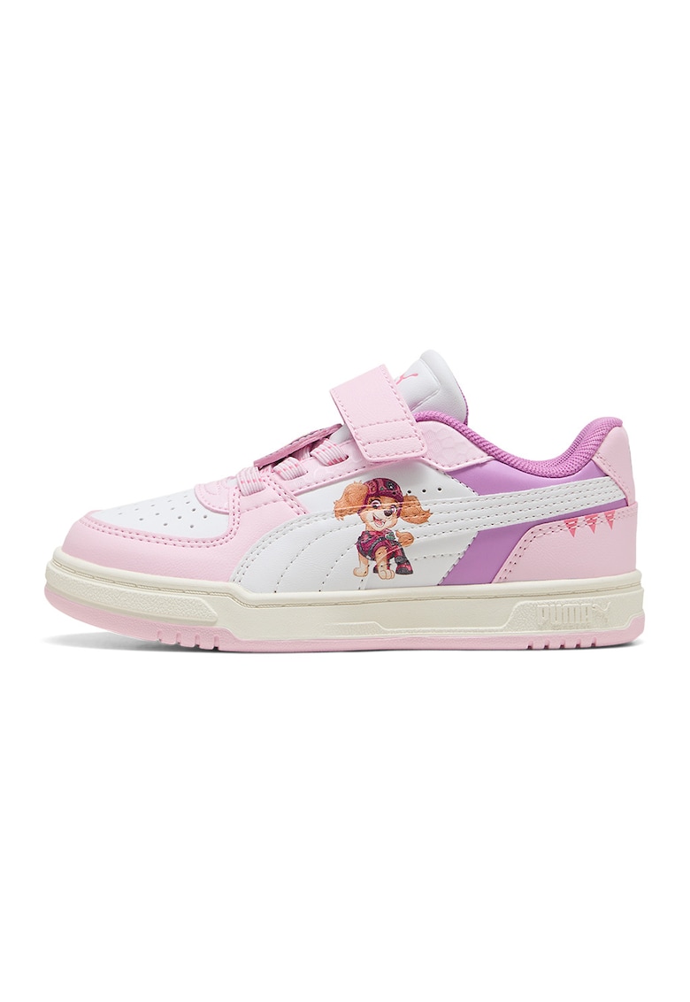 Pantofi sport Caven III cu velcro si imprimeu desene animate - Alb/Roz pastel/Ametist