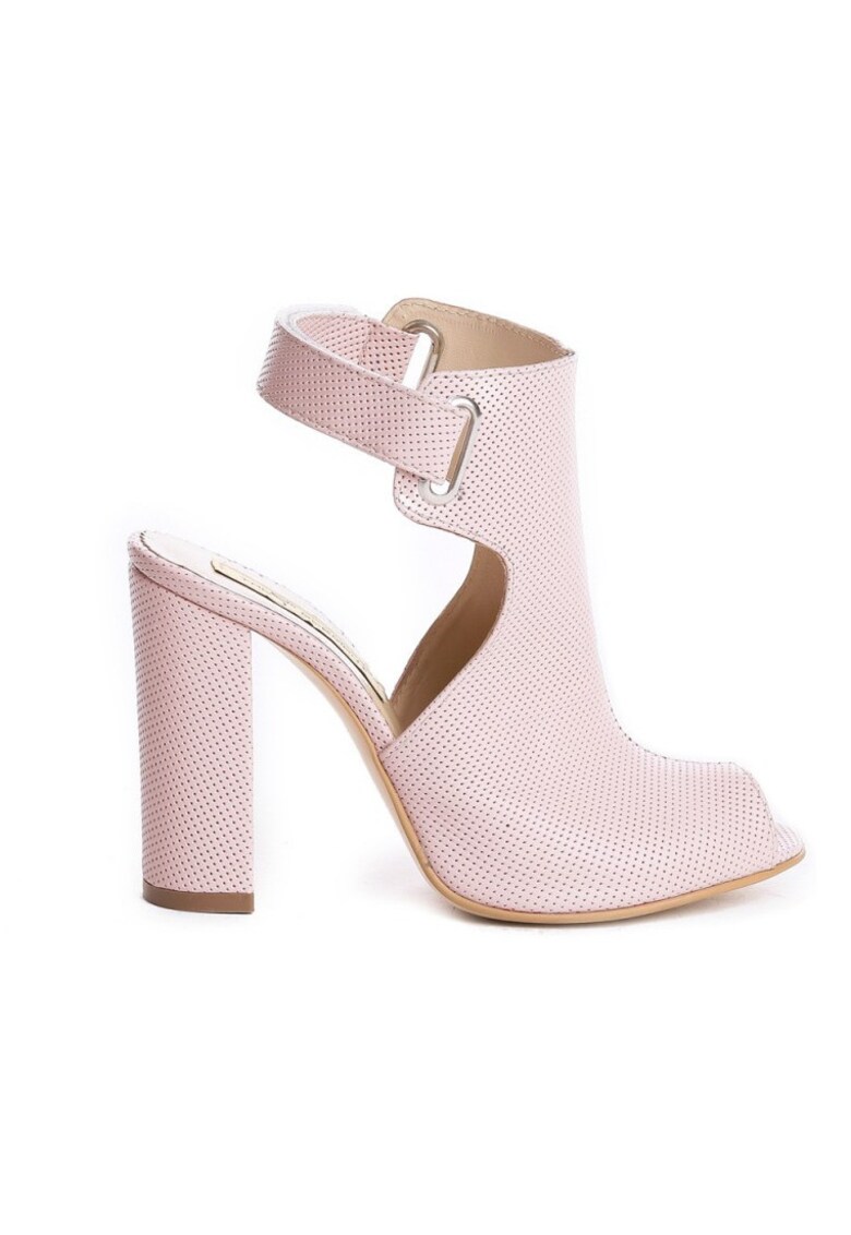 Sandale piele toc gros Single Strap Light Rose