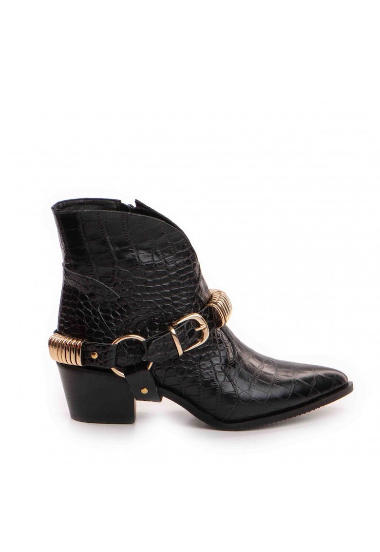 Ciocate dama Piele Naturala Negru Metal Bronx