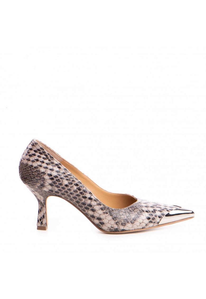 Pantofi stiletto piele naturala Grej Aven