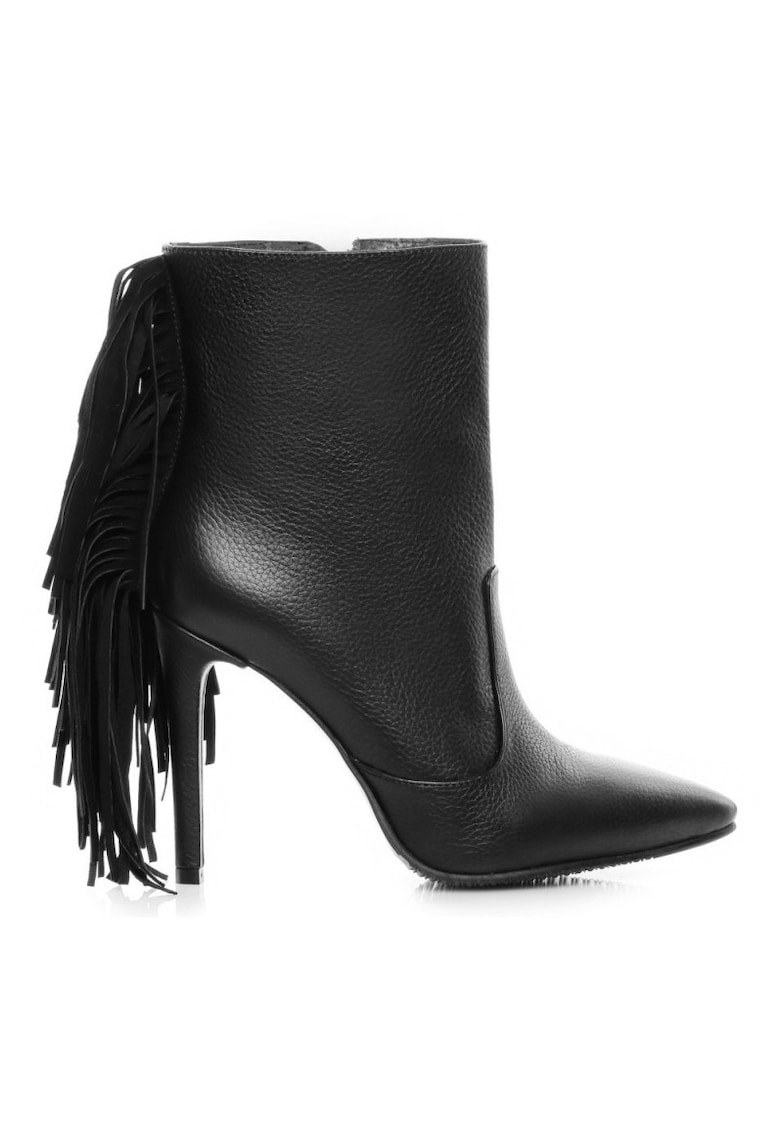 Botine dama Piele Naturala Fringe Negru