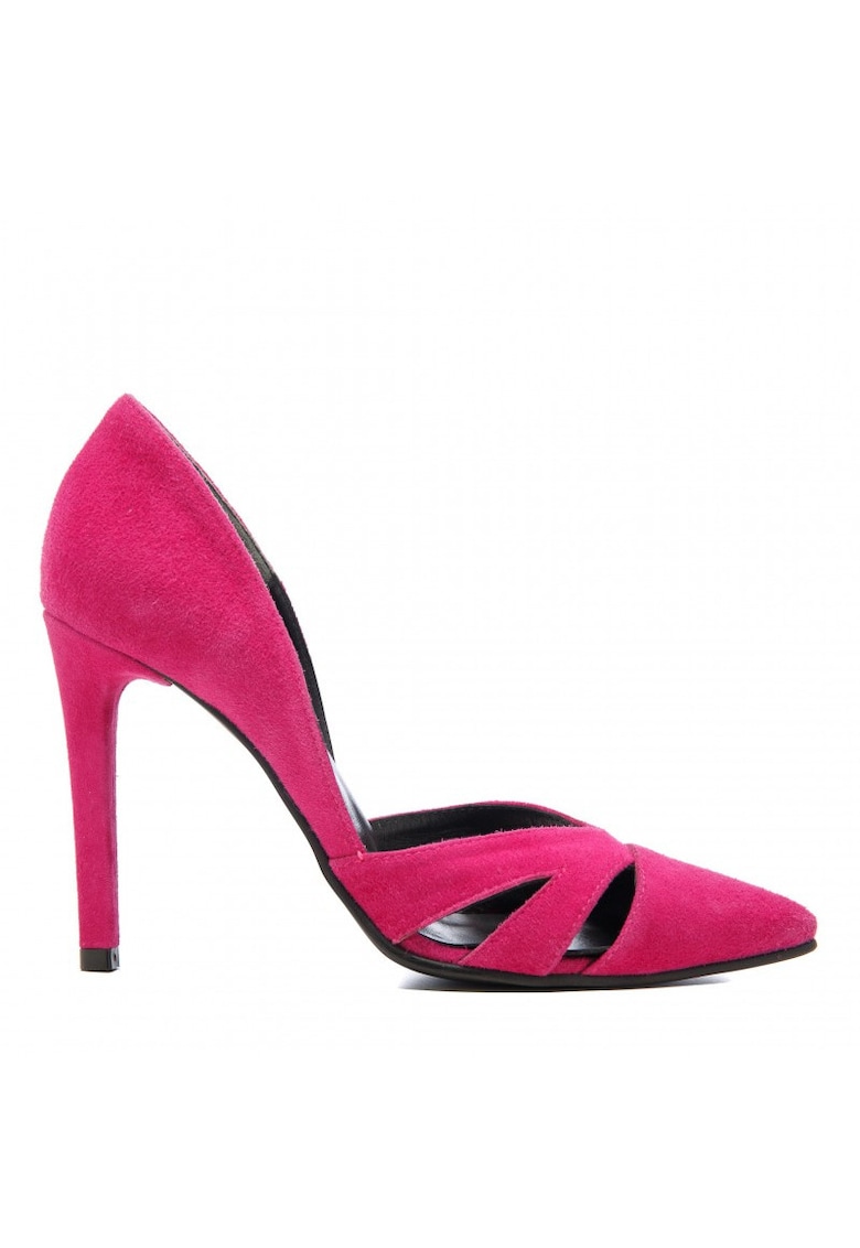 Pantofi stiletto piele naturala Fuchsia Cut Out