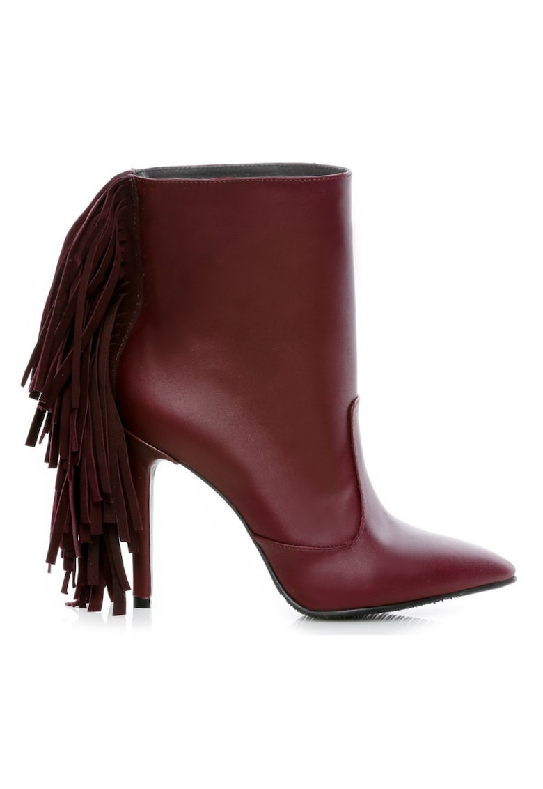 Botine dama Piele Naturala Fringe Marsala