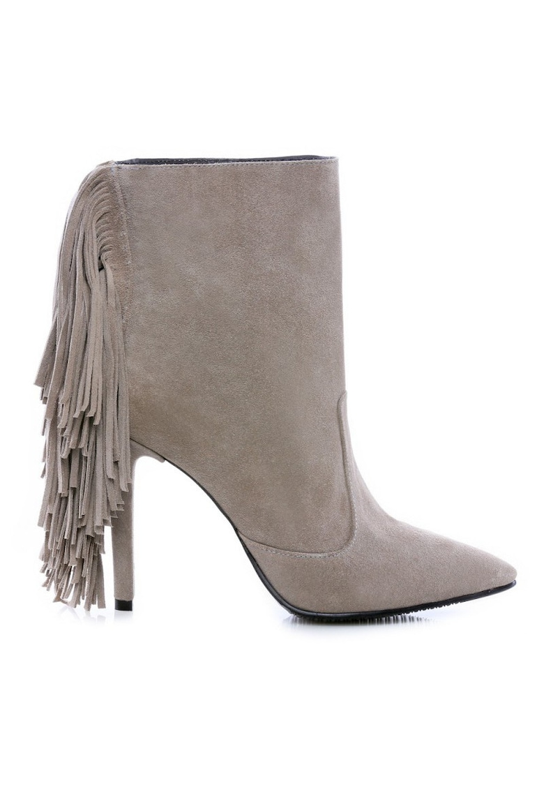 Botine dama Piele Naturala Fringe Grey