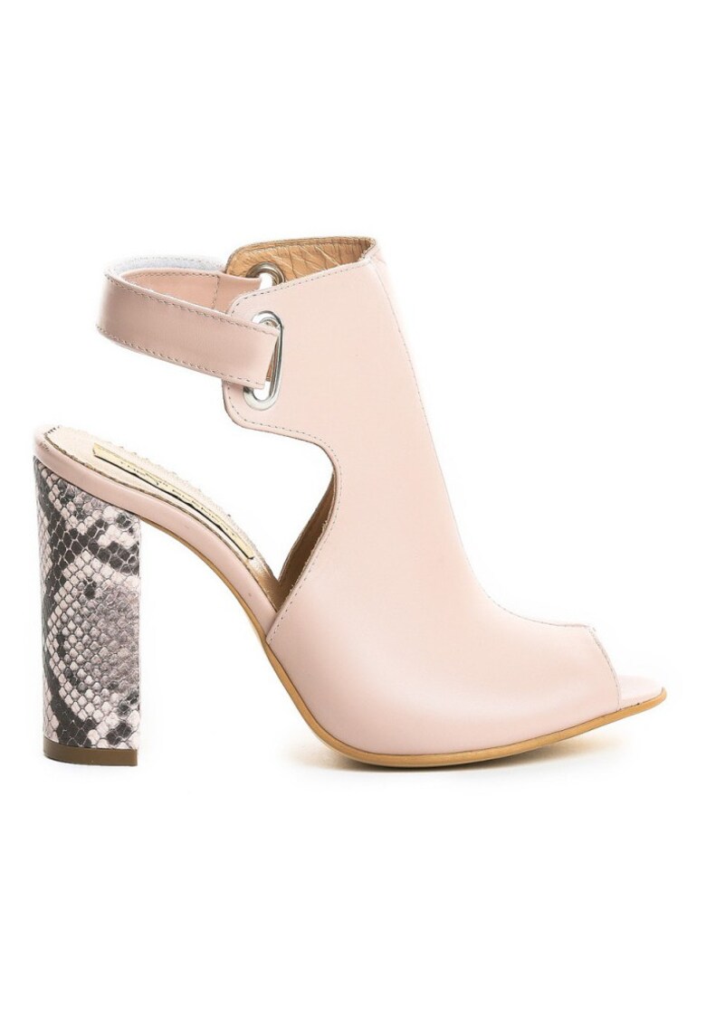 Sandale piele toc gros Single Strap Rose