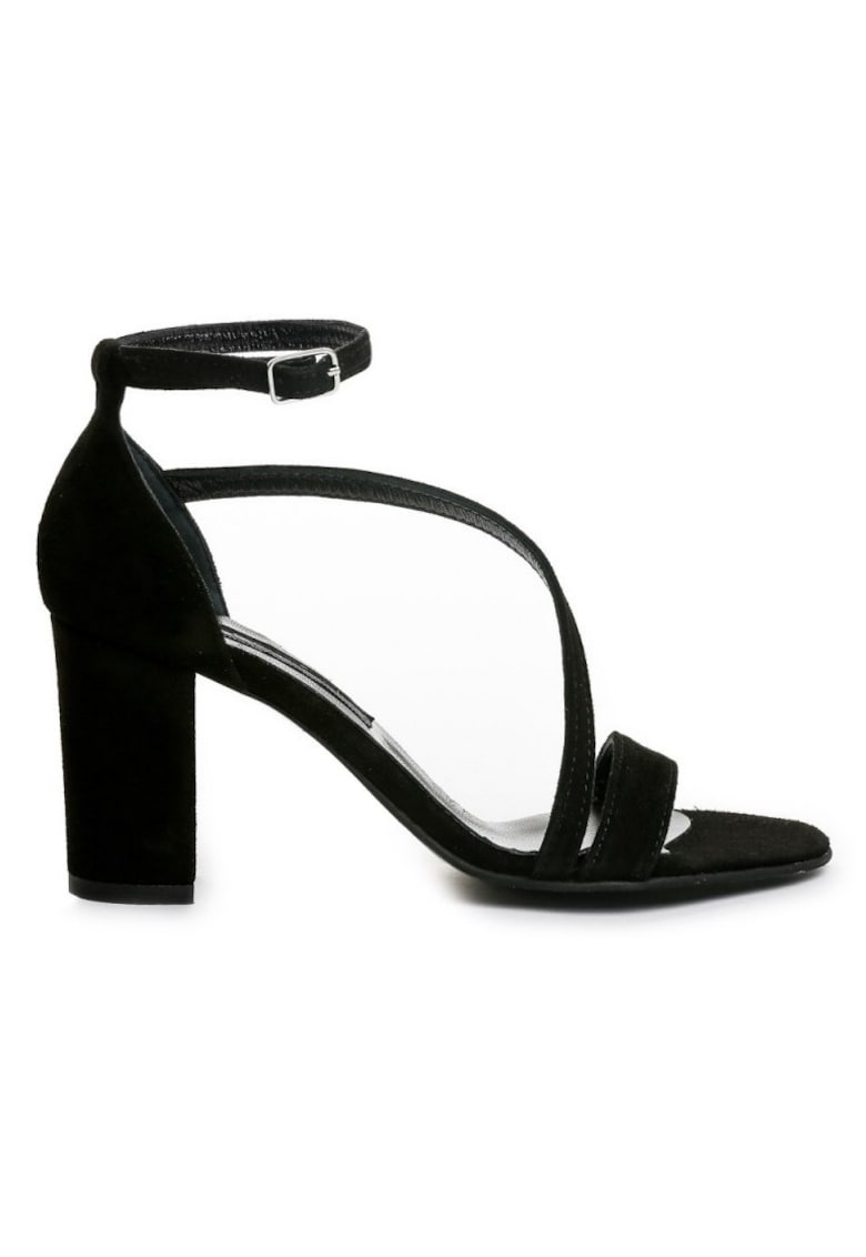 Sandale piele toc gros Negru Evening