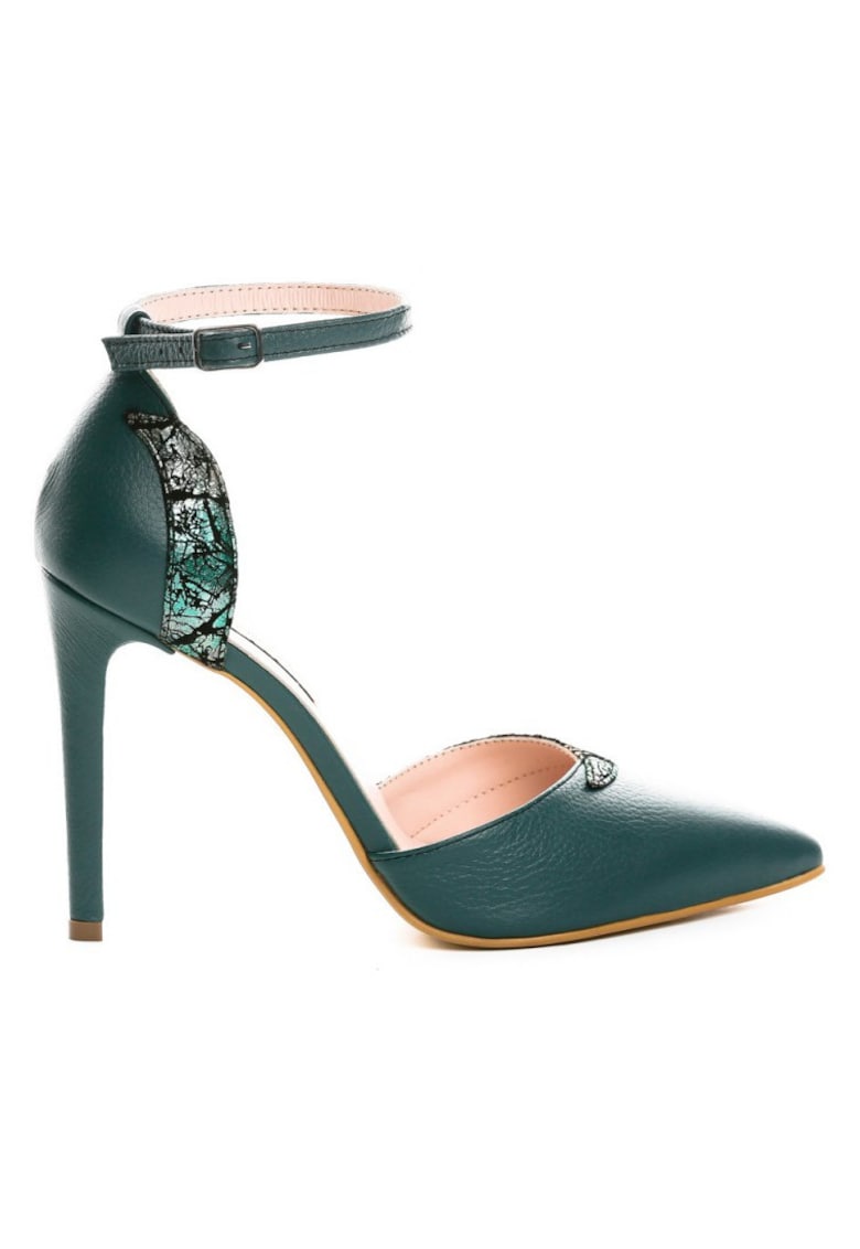 Pantofi stiletto piele naturala Verde Luna