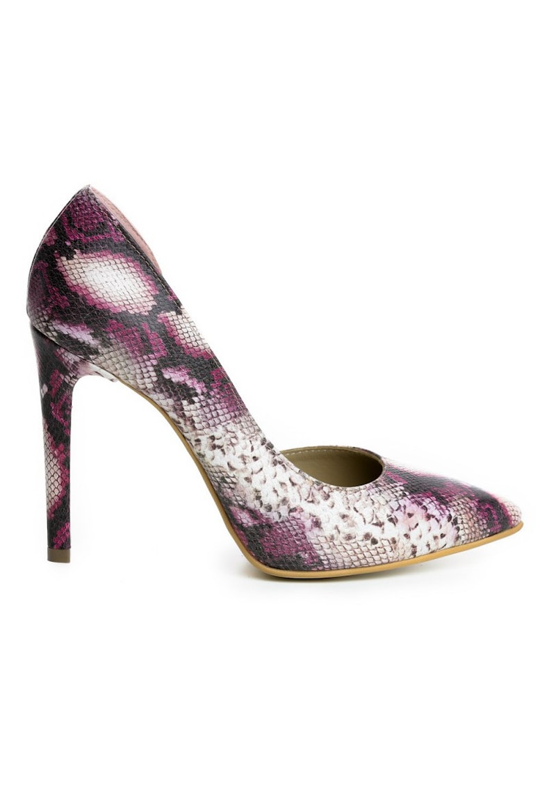 Pantofi stiletto piele naturala Fucsia Cut
