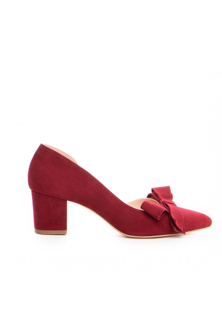 Pantofi stiletto piele naturala Visiniu Bow Cut