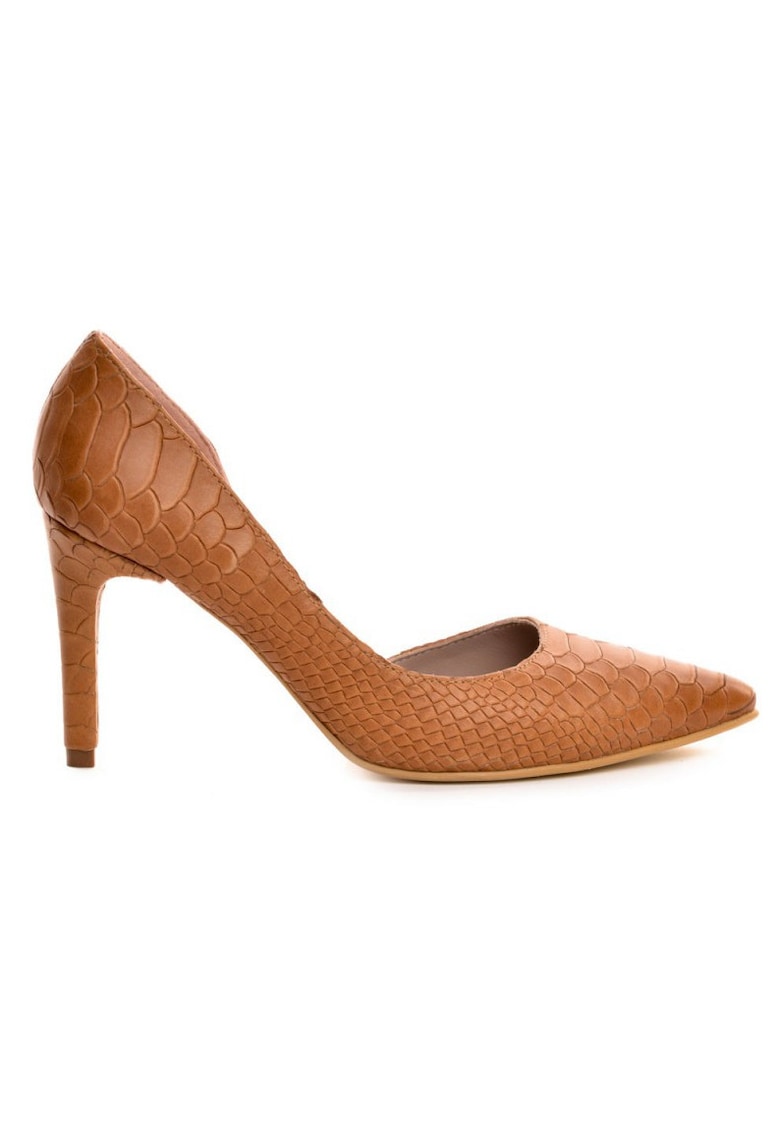 Pantofi Stiletto Piele Naturala Camel - Marimea
