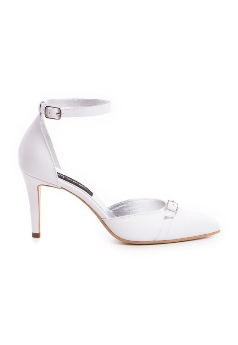 Pantofi stiletto piele naturala Alb Fiore