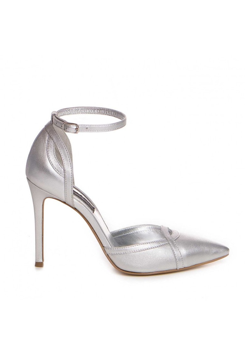 Pantofi mireasa piele naturala Argintiu Ashanti