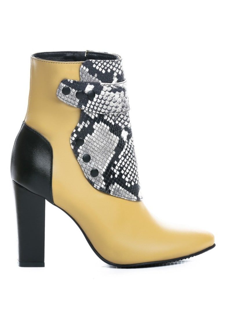 Ghete dama Piele Naturala Galben Mustar Jo