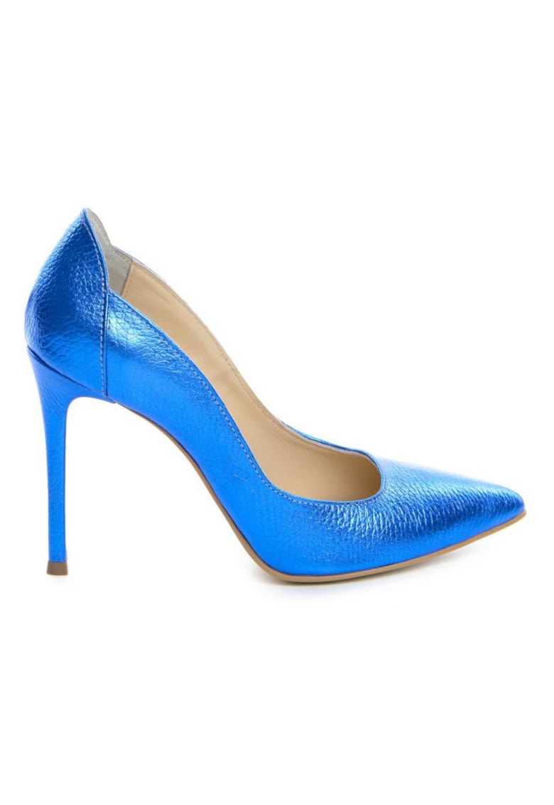Pantofi stiletto piele naturala Albastru Kim