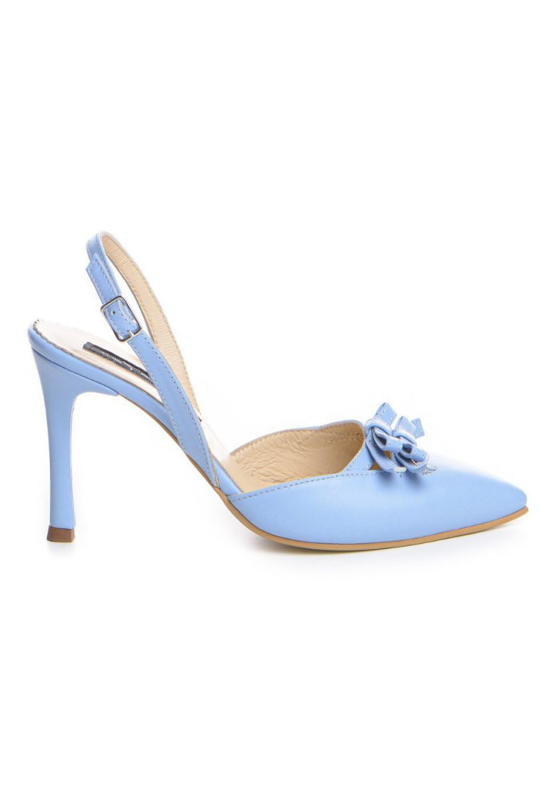 Pantofi stiletto piele naturala Bleu Lola
