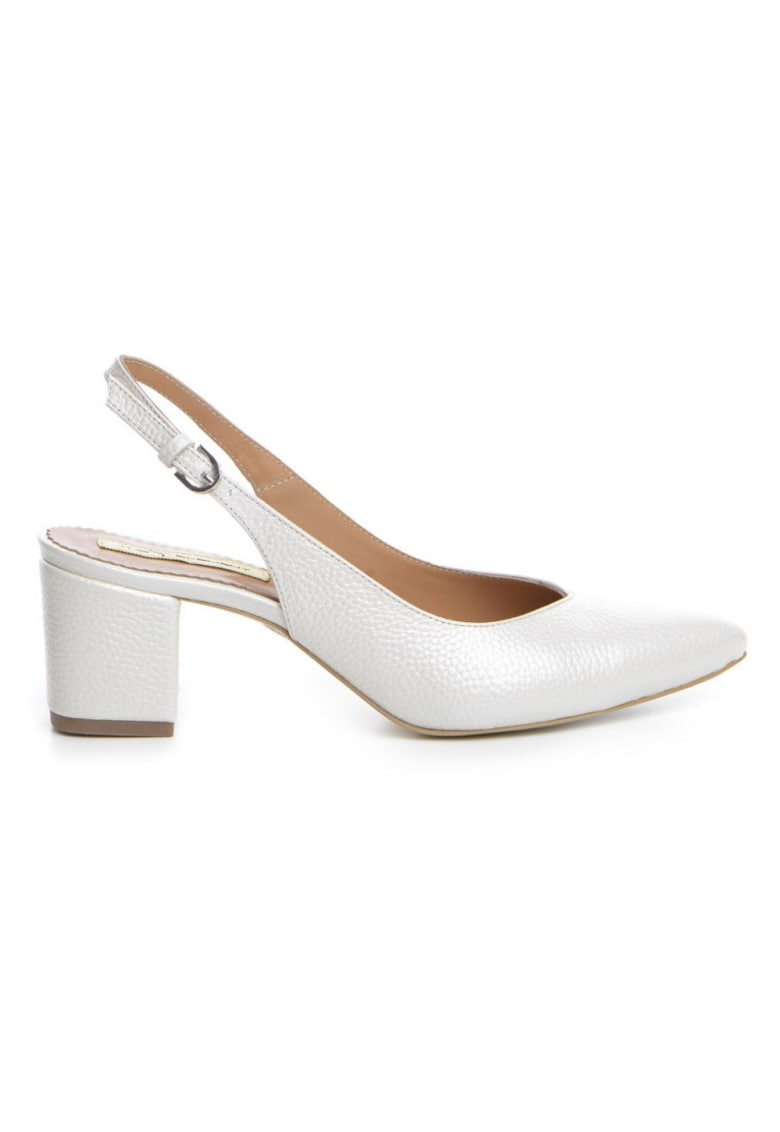 Pantofi mireasa cu toc gros piele Ivoire Kate
