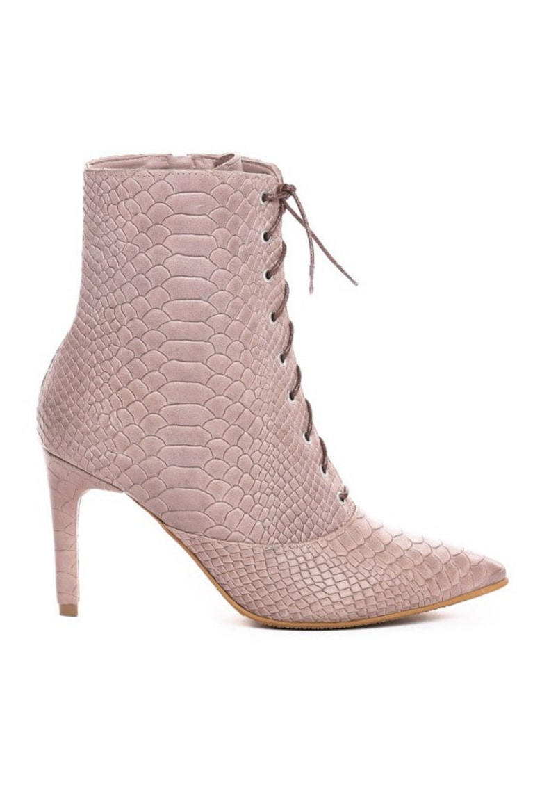Botine Dama Lace-Up Lila Piele Naturala