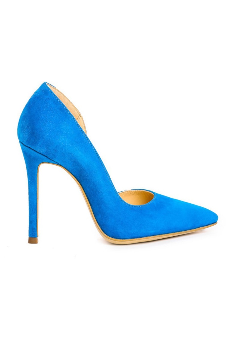 Pantofi stiletto piele naturala Turquoise Velvet