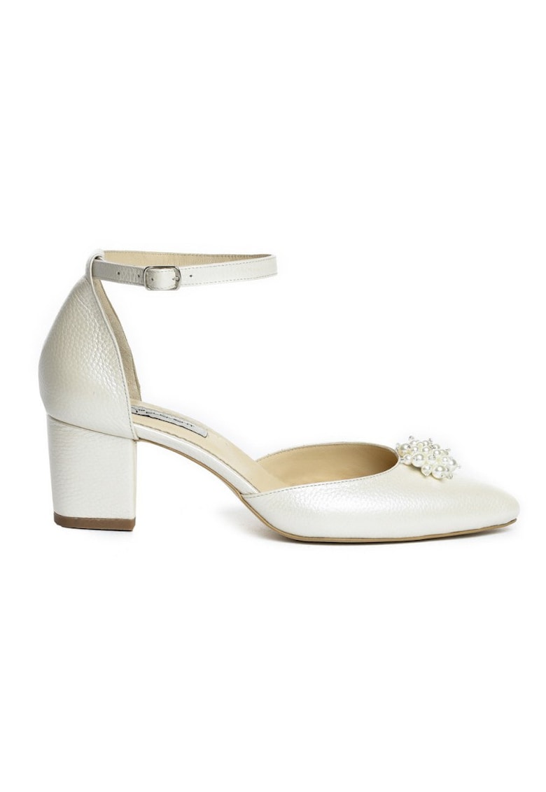 Pantofi mireasa piele naturala Ivoire Fancy Flats