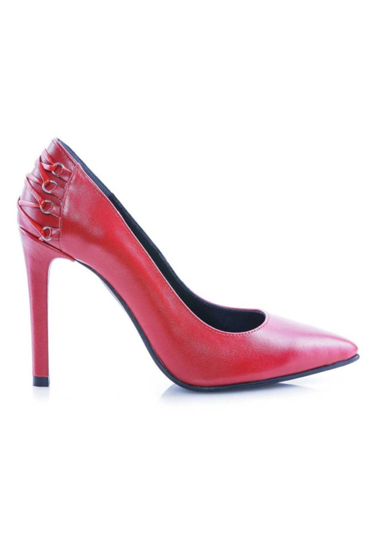 Pantofi stiletto piele naturala Rosu Boudoir
