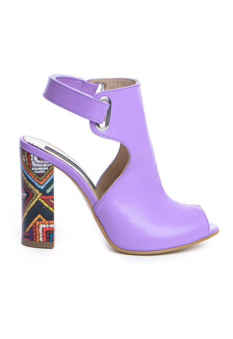 Sandale piele toc gros Single Strap Lila multicolor