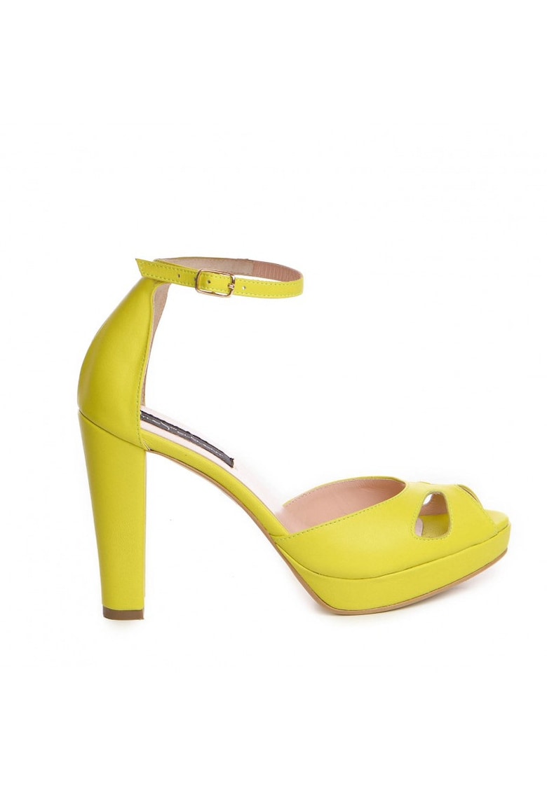 Sandale cu platforma piele naturala Lime The 70's Sandals