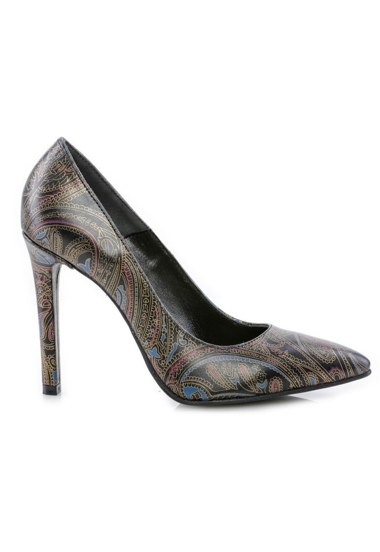 Pantofi stiletto piele naturala Negru Baroko