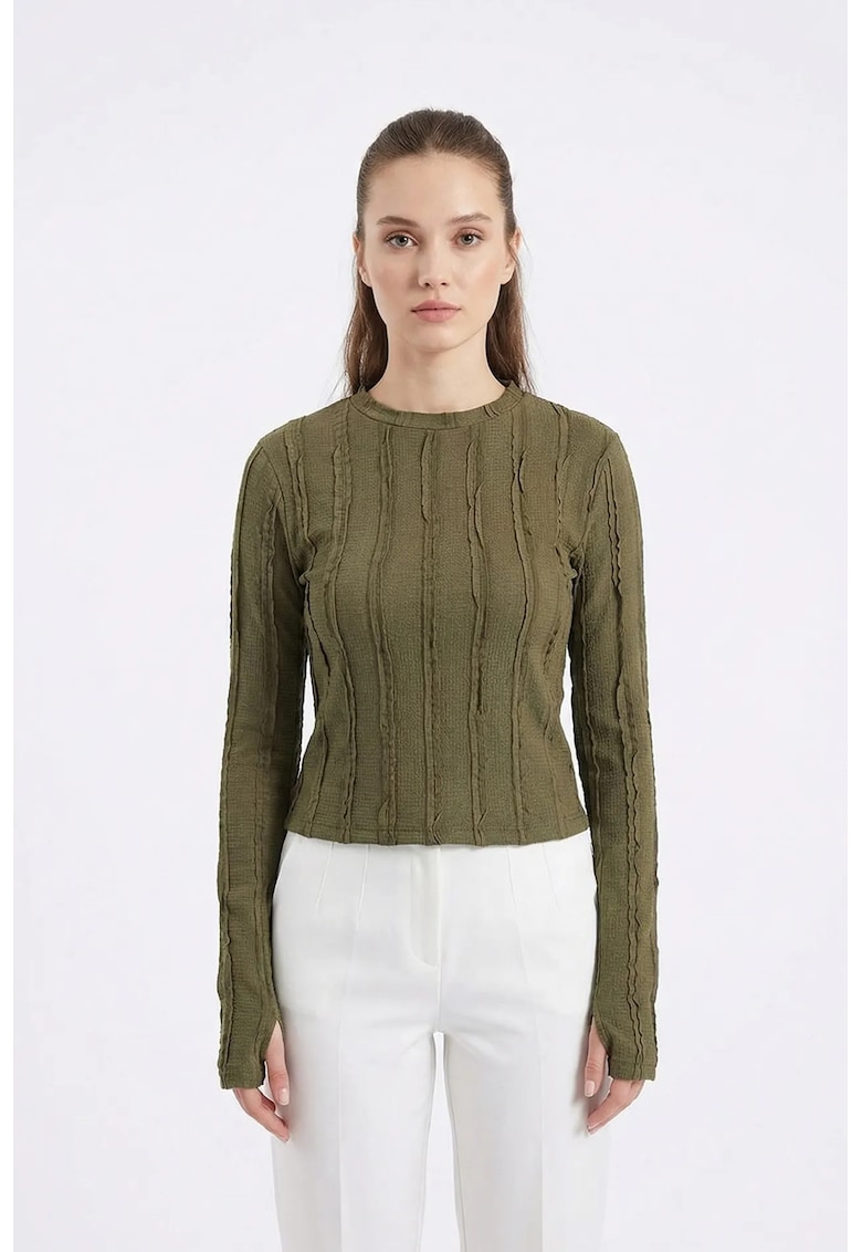 Bluza dama - cu maneca lunga - verde kaki - jerseu