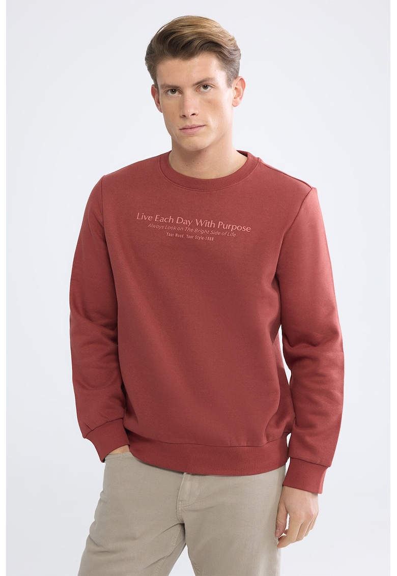 Bluza de trening cu imprimeu text - Portocaliu stins
