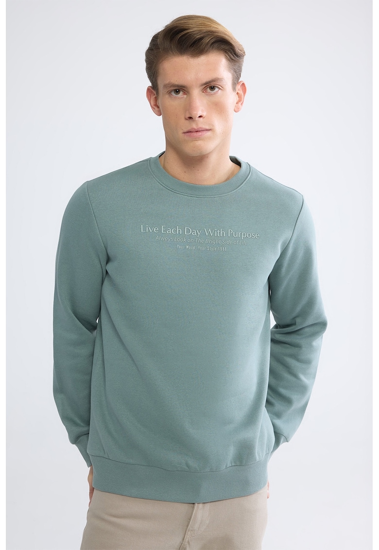 Bluza de trening cu imprimeu text - Verde pal