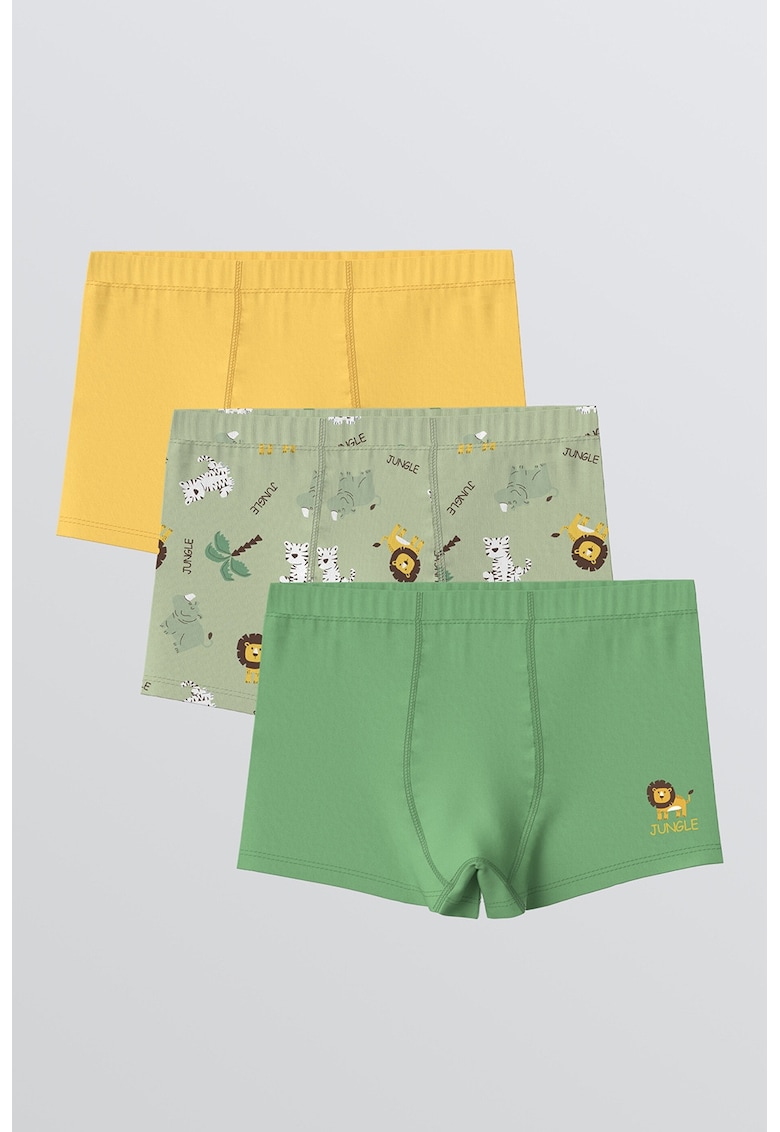 Set de boxeri din amestec de bumbac - 3 perechi - Verde/Galben