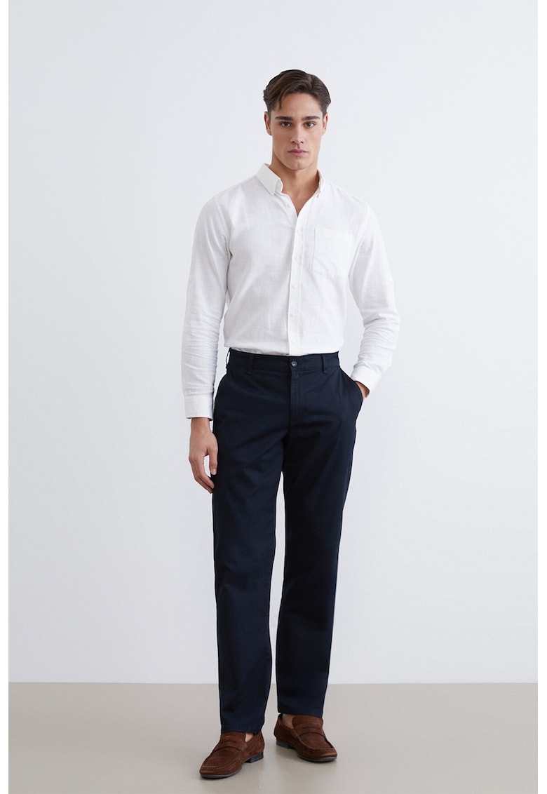 Pantaloni chino din amestec de bumbac - Bleumarin