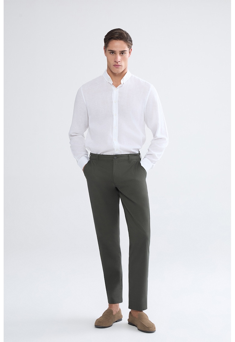 Pantaloni chino din amestec de bumbac - Kaki