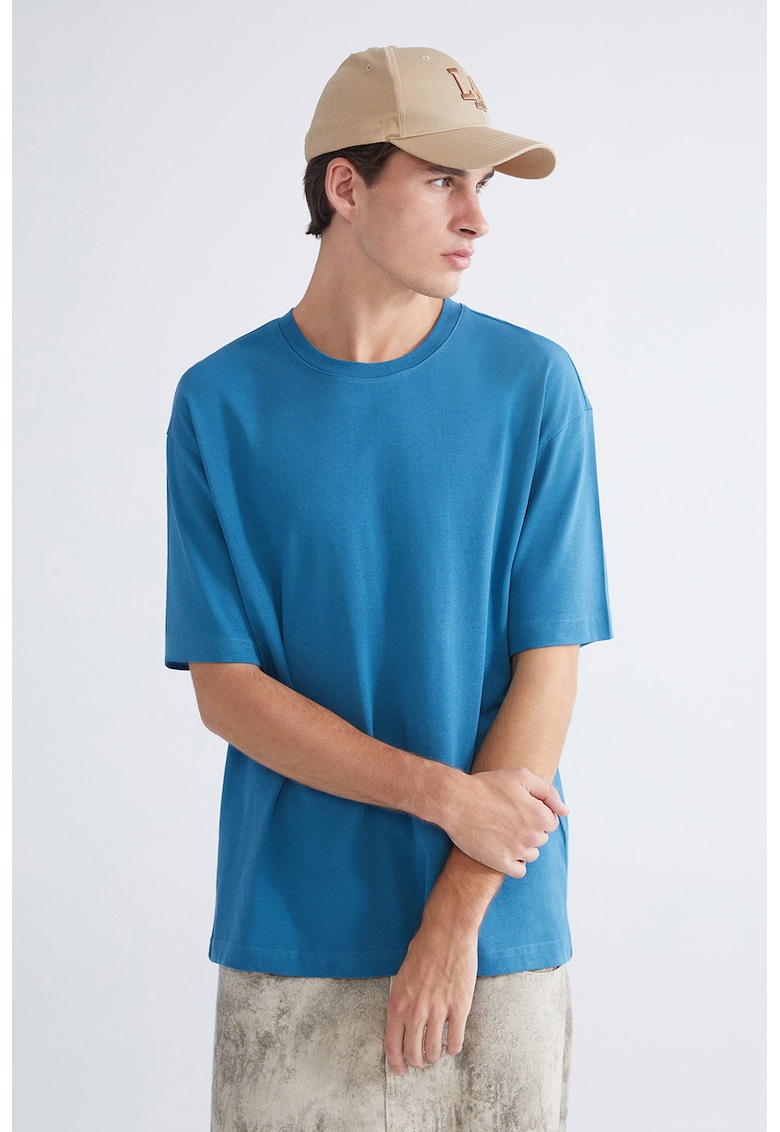 Tricou lejer cu model uni - Albastru