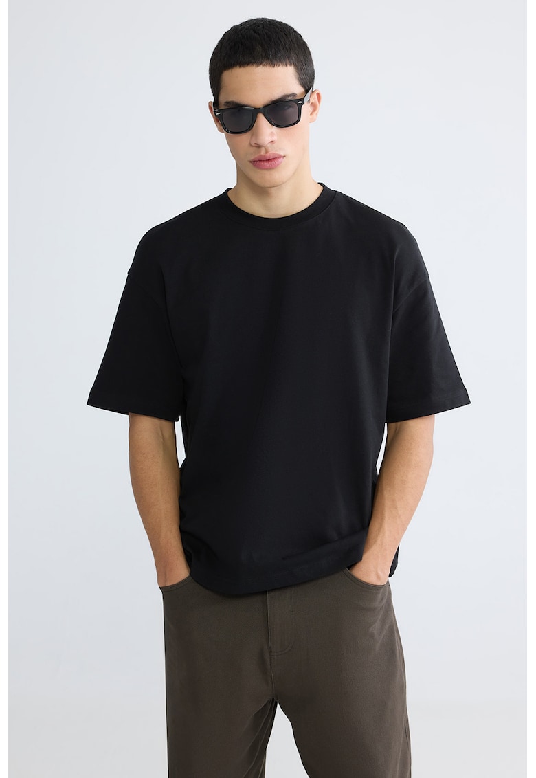 Tricou lejer din bumbac - Negru