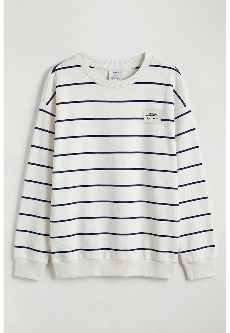 Bluza de trening din bumbac cu dungi - Alb/Bleumarin