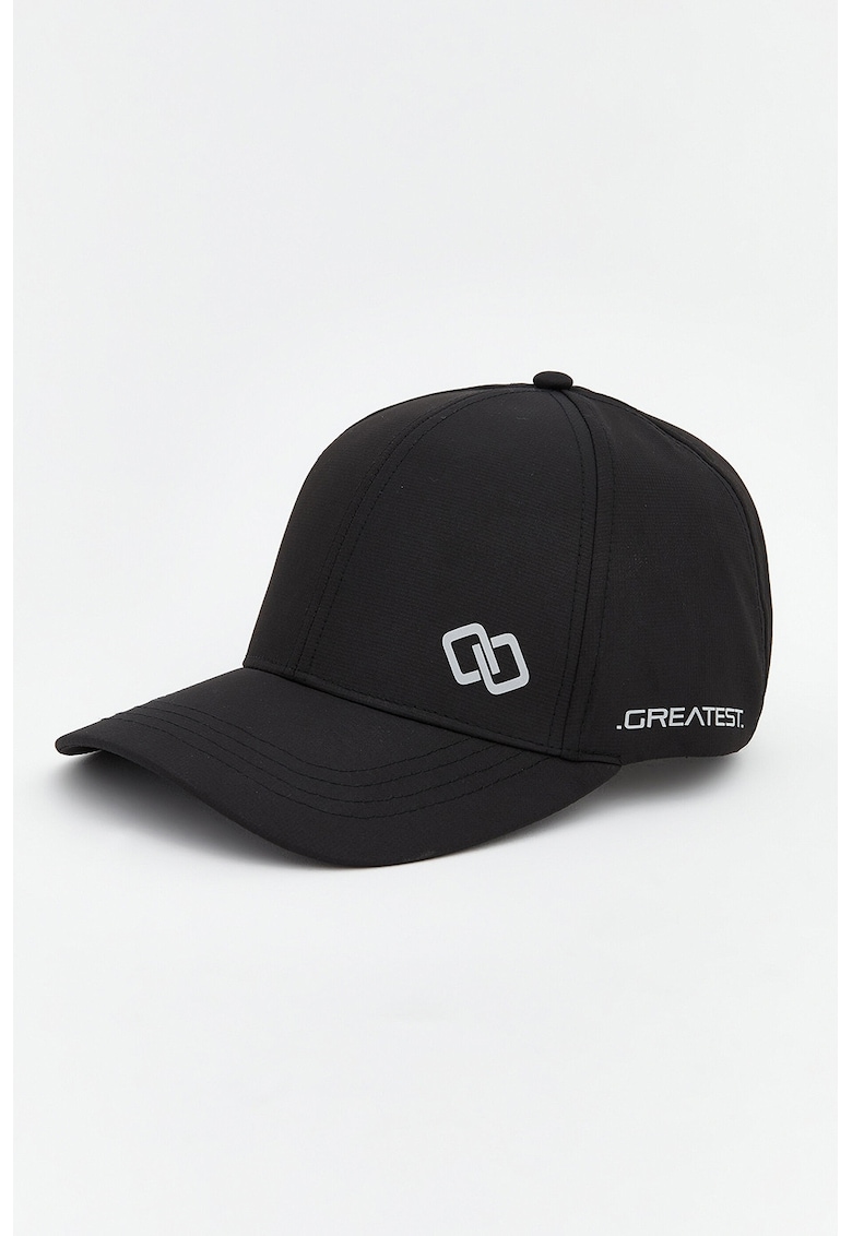 Sapca baseball ajustabila cu imprimeu text lateral - Negru