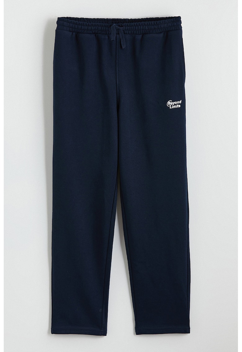 Pantaloni de trening cu croiala dreapta si snur - Bleumarin
