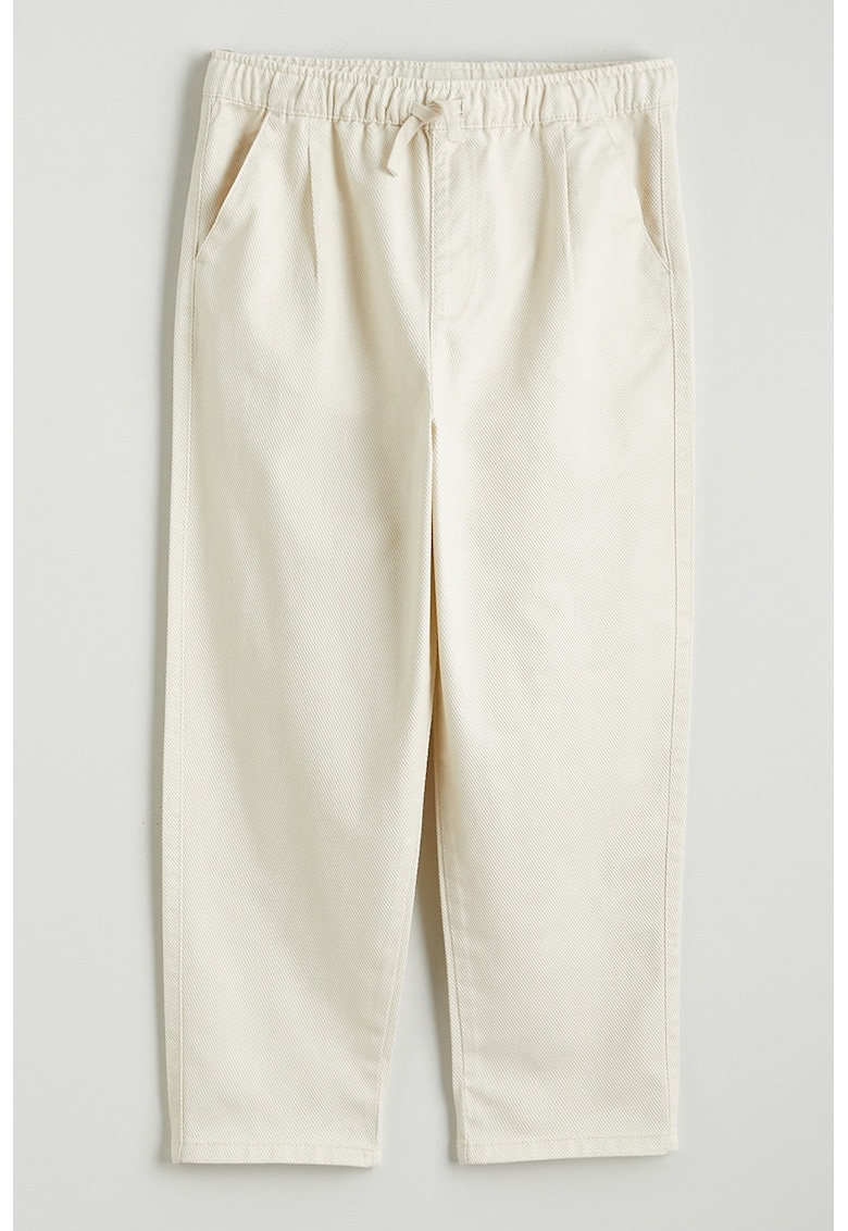 Pantaloni drepti cu snur - Crem