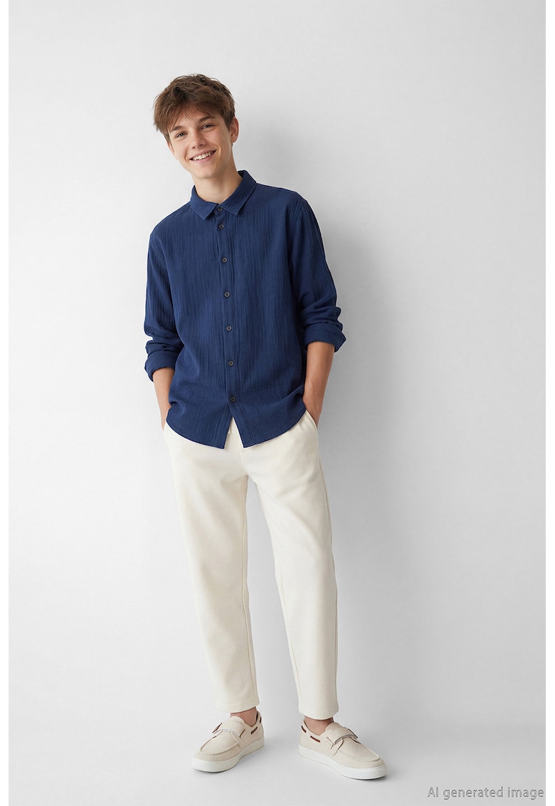 pantaloni conici cu snur - Alb fildes