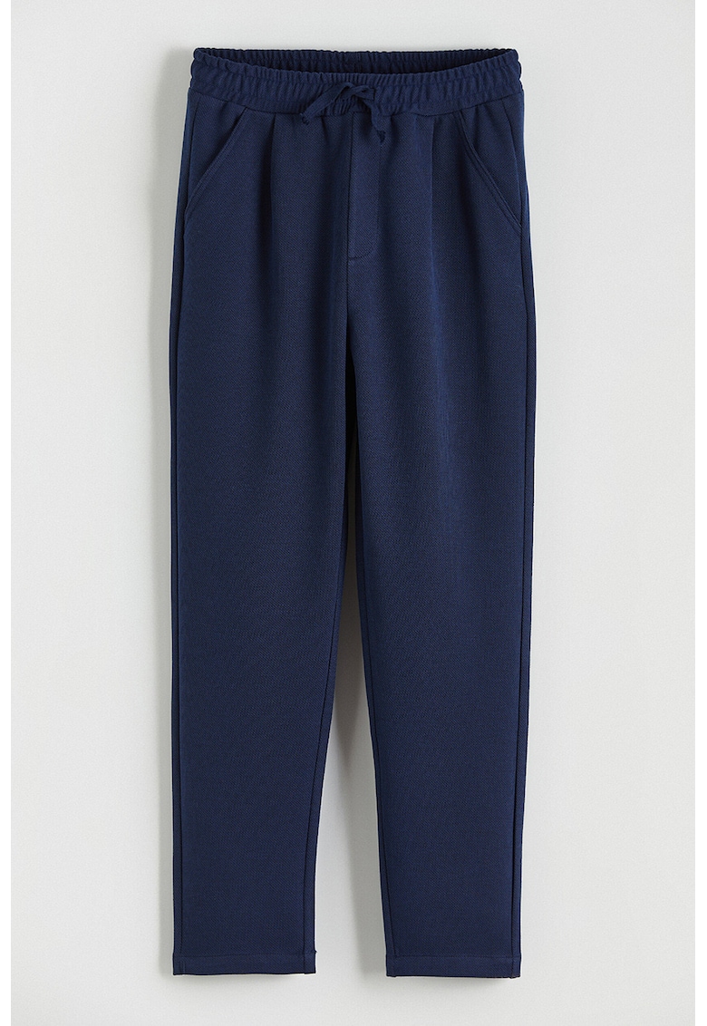 Pantaloni de trening cu croiala conica si snur de ajustare - Bleumarin