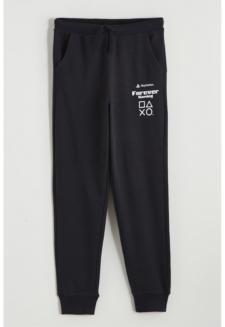 Pantaloni de trening cu buzunare - Alb/Negru