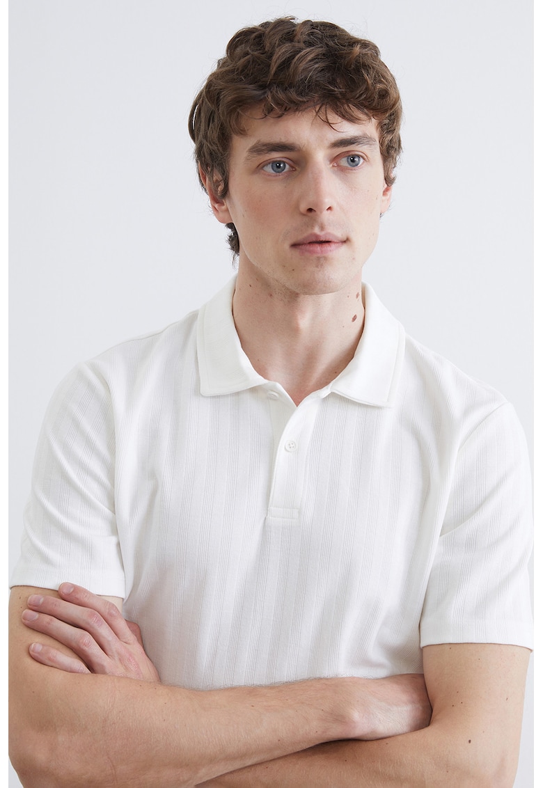 Tricou polo si striatii - Alb