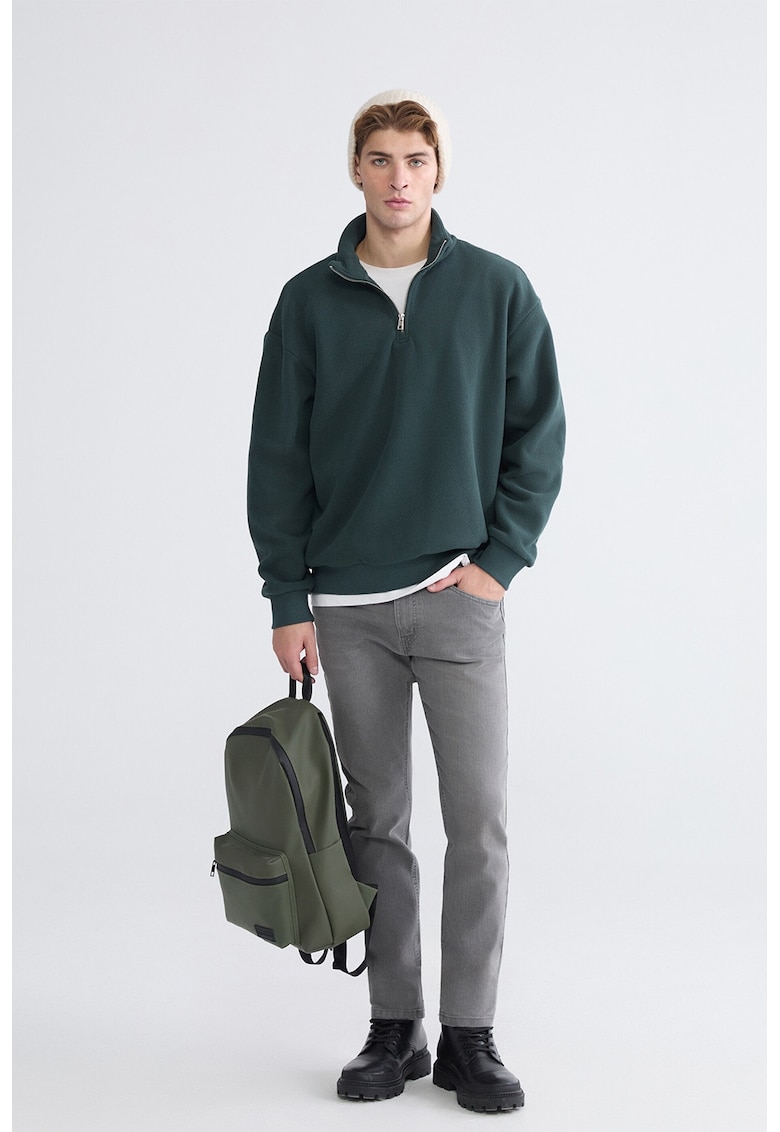 Blugi slim fit cu talie medie - Gri deschis