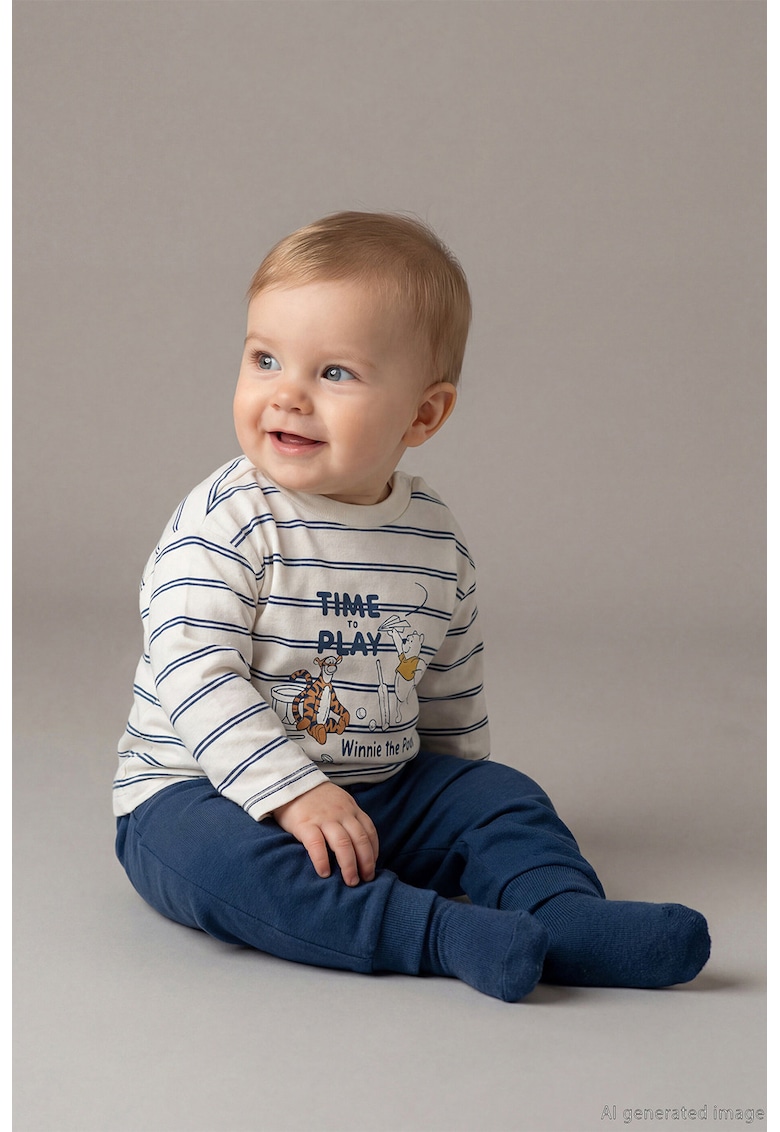 Set de pantaloni de trening si bluza cu imprimeu desene animate - Alb/Bleumarin