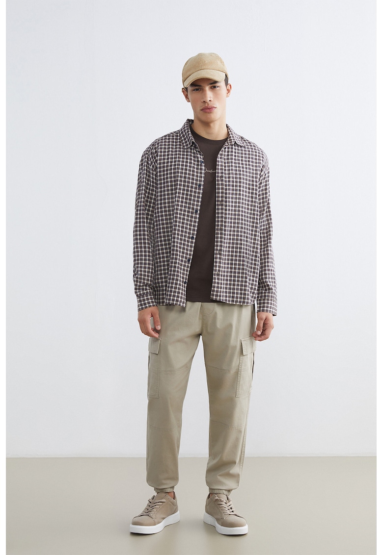Pantaloni cargo regular fit cu snur de ajustare in talie - Bej